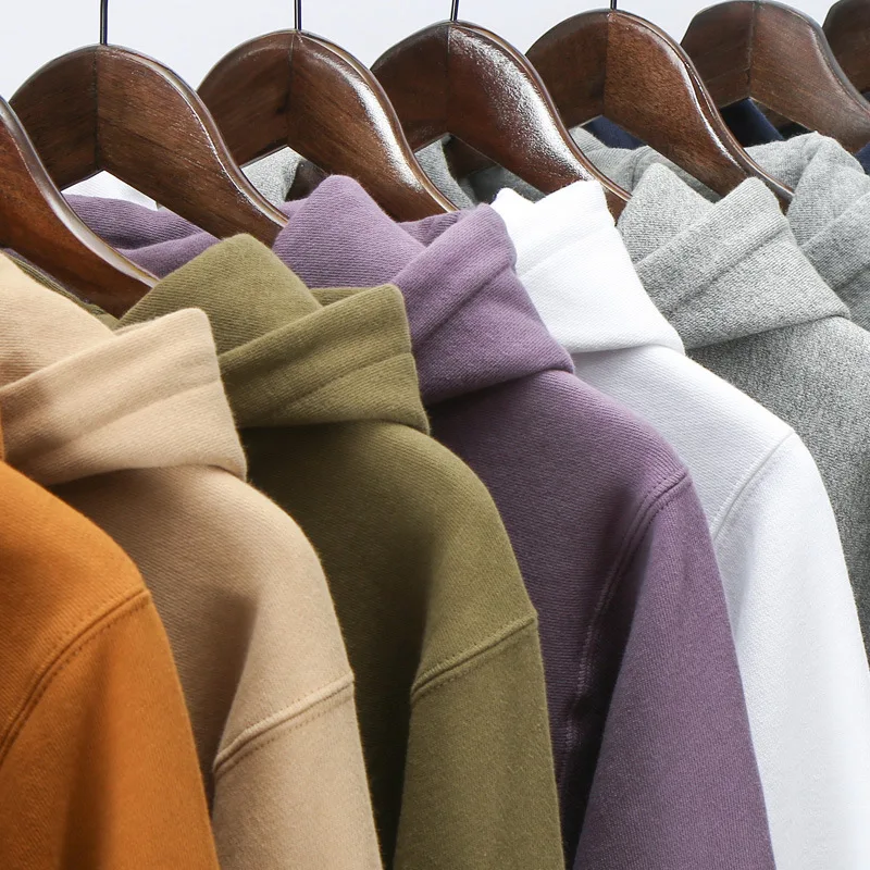 Horizontal Woven Hooded Sweater Men's Trendy Solid Color Velvet Loose Jumper Men
