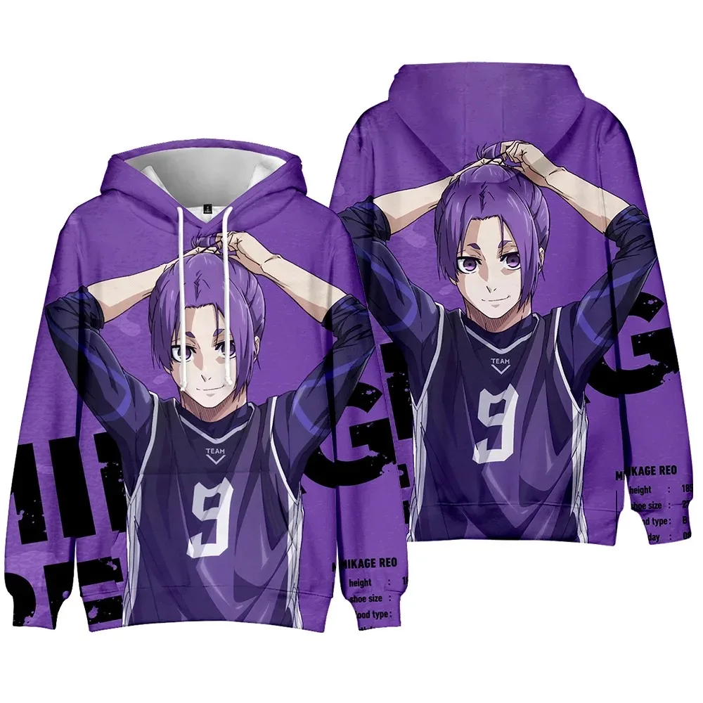 Anime Hoodie 3D de grandes dimensões para homens e mulheres, Blue LOCK Cosplay, Hip Hop, Manga, Garotos, Meninas, Crianças,