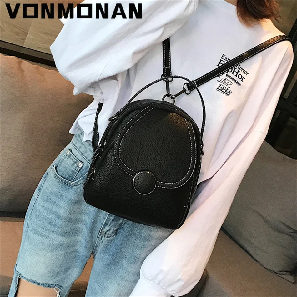 New Designer Fashion Women Leather Backpack Mini Soft Touch Multi-Function Small Rucksack Female Ladies Shoulder Bag Girl Purse