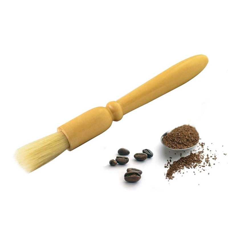 Moulin à café avec manche en bois, brosse à expresso, poils naturels, accessoires pour livres, approvisionnement, 2 pièces