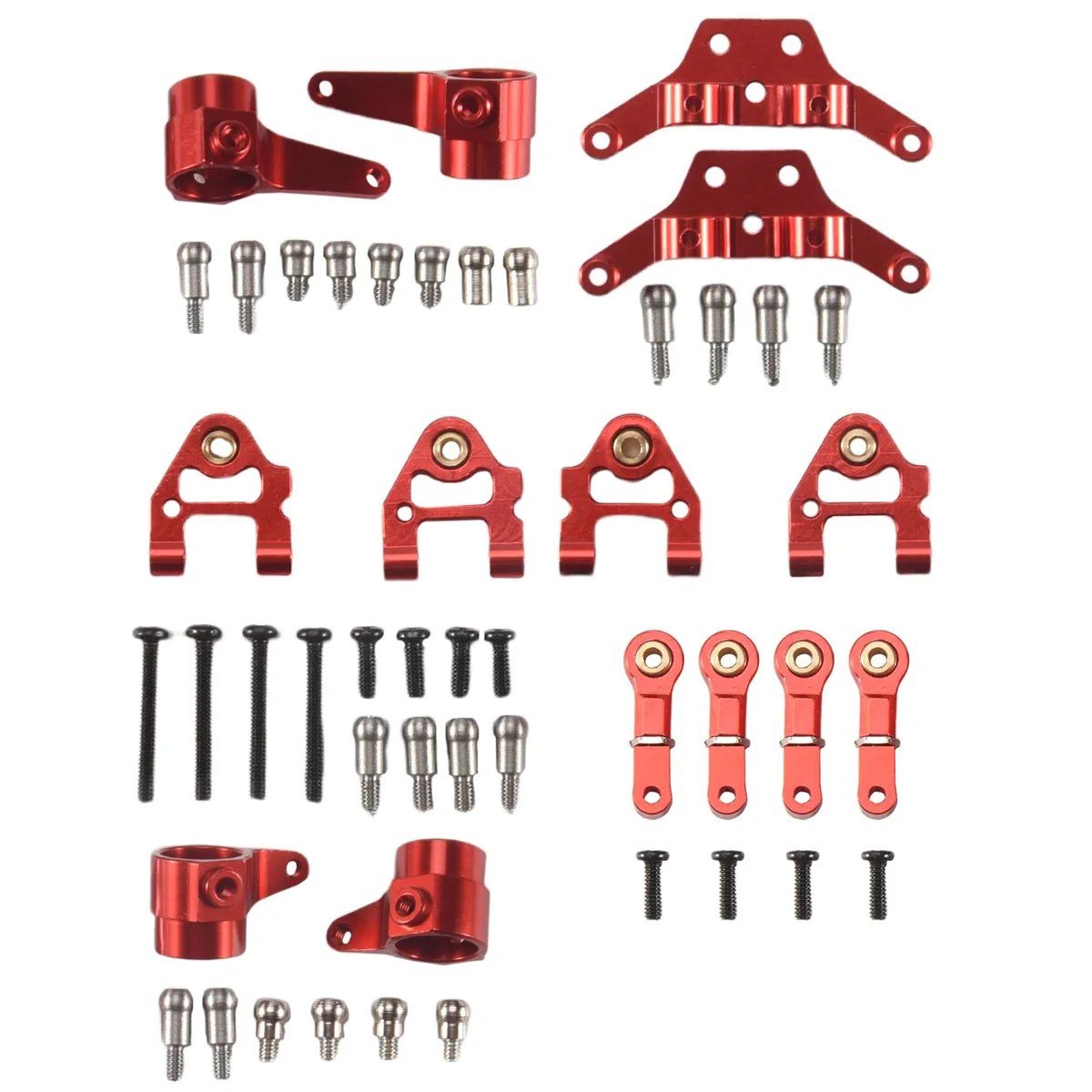 A17I Metal Upgraded Parts Steering Cup Swing Arm Plate Set for P929 P939 K969 K979 K989 K999 1/28 RC Car,Red