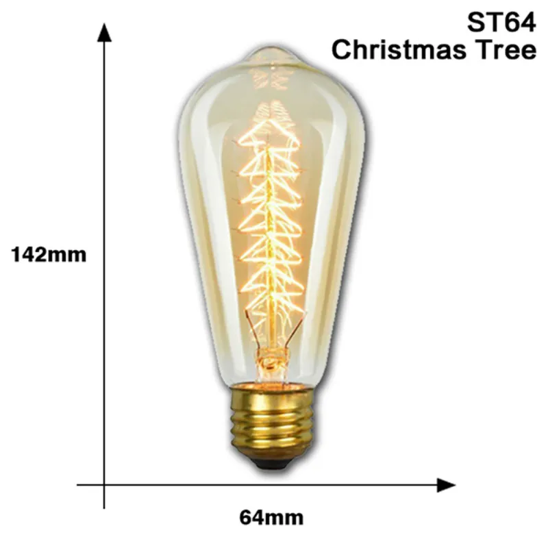 Retro Edison Gloeilamp E27 40W 220V A60 ST64 G80 G95 T45 Gloeilamp Ampul Vintage Edison Lamp gloeidraad Voor Home Decor