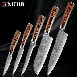 XITUO Damascus Steel Kitchen Chef Knife VG10 Steel Boning Fruit Knives Sharp Japanese Slicer Knife Wooden Handle Cooking Tools