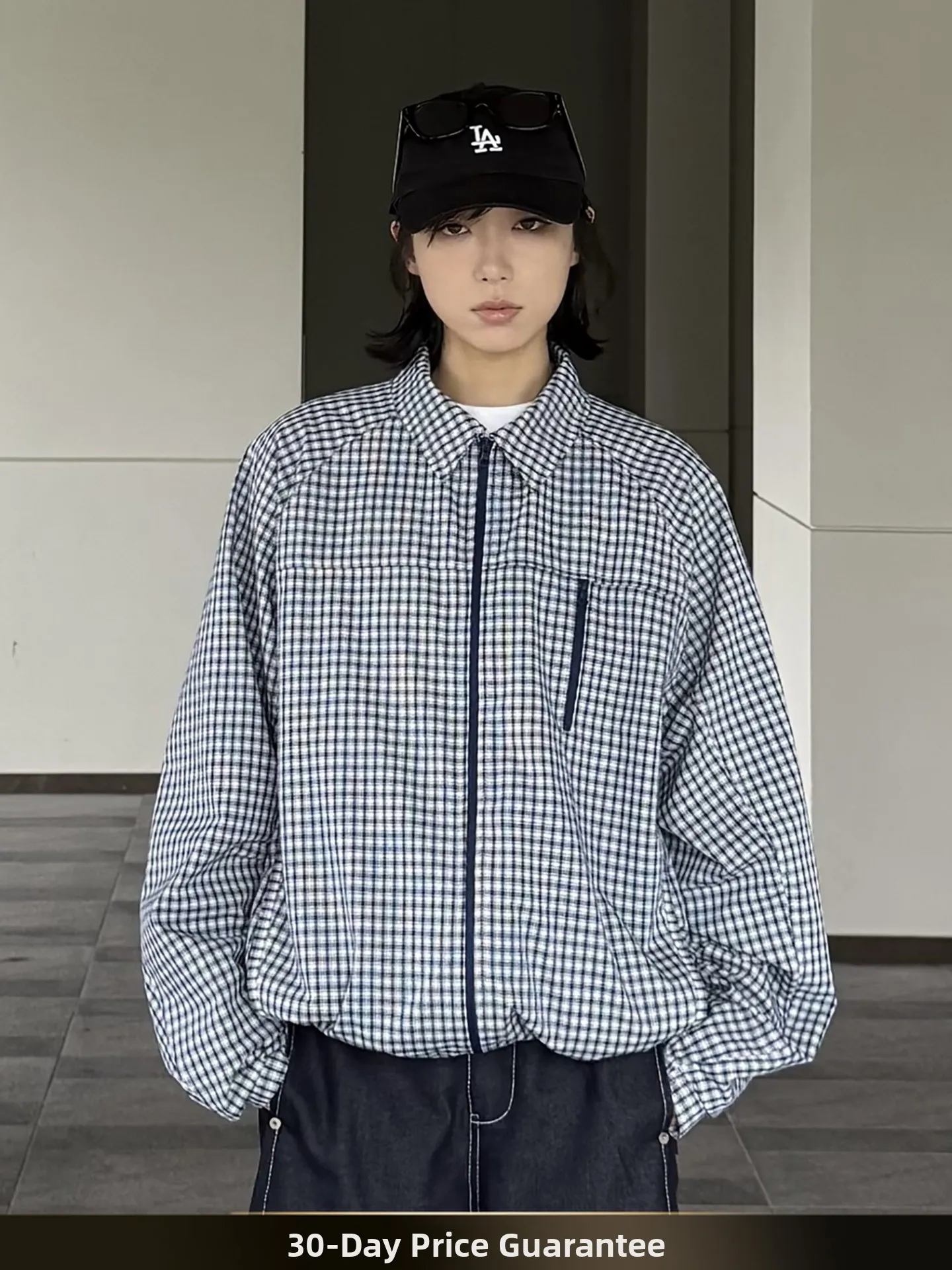 

American Retro Color Blo Plaid Long Sve Men's irt Autumn Lazy Sle Couple Open Cardigan irt Coat Loose Fit Cotton Y...