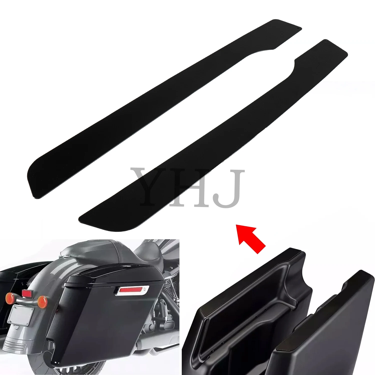 

Motorcycle Stretched Extended Saddlebags Skid Plates For Harley Electra Street Glide Road King 2014-2023 Black Metal