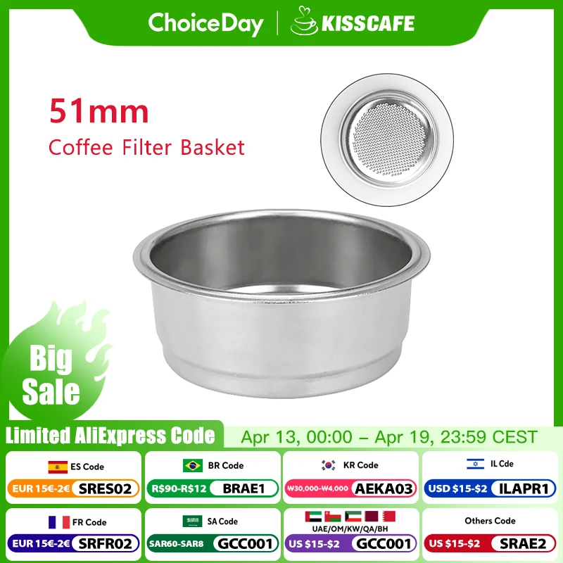 

51MM Coffee Filter Basket Non Pressurized 2 cups Replacement For Delonghi EC9335 EC9665 Espresso Machine Accessory Barista Tool