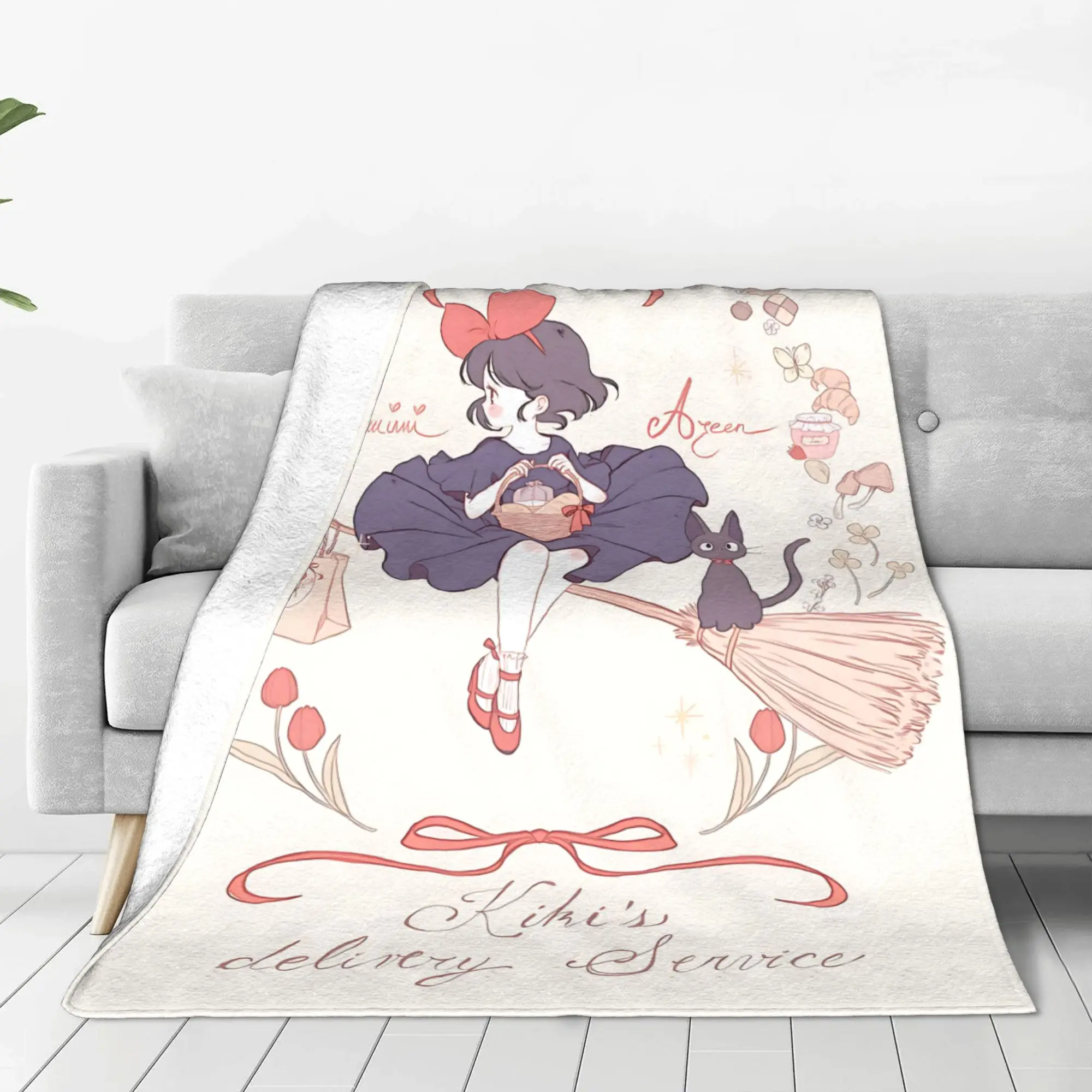 1PC home Cutecore Room Decor Anime Kikis Delivery Services Blanket Throw Blanket  Novelty Warm Blanket All Season
