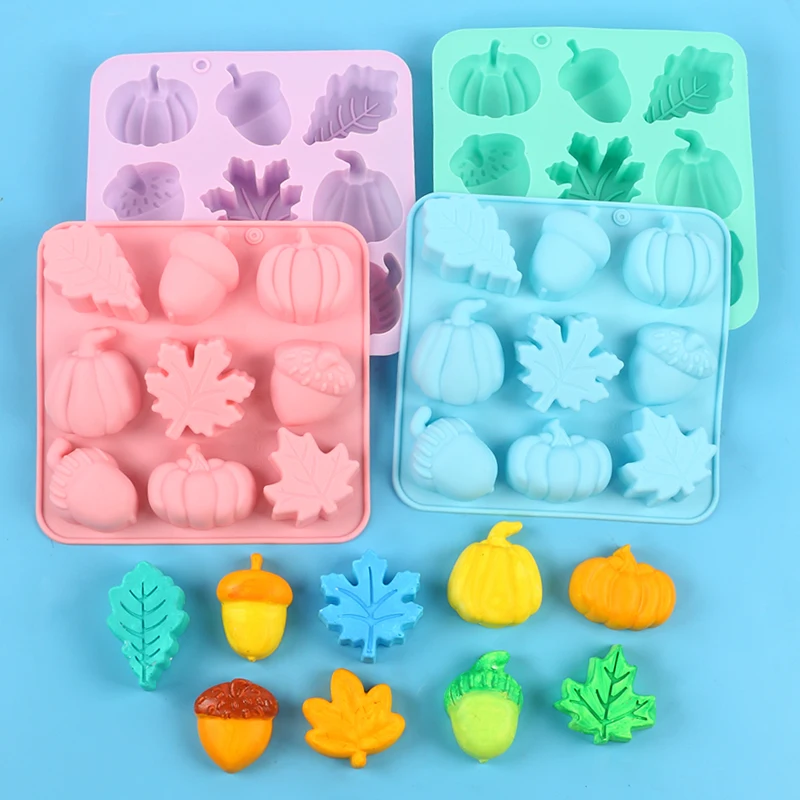 Thanksgiving Pumpkin Leaf Flower Silicone Mold Fall Maple Leaves Fondant Chocolate Cupcake Jelly Candy Desserts Cake Decoration