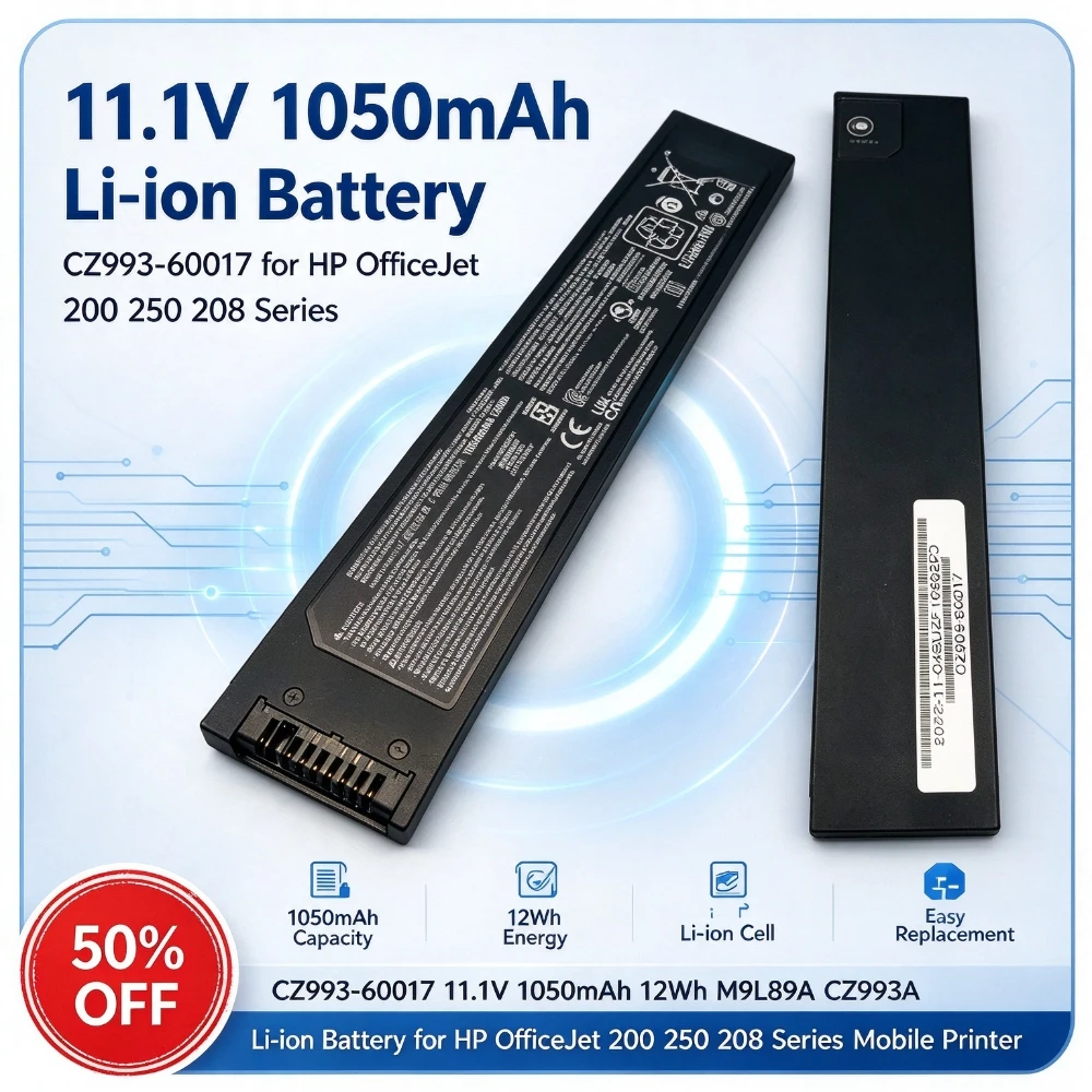 CZ993-60017 M9L89A CZ993A 11.1V 1050mAh 12Wh Replacement Li-ion Battery for HP OfficeJet 200 250 208 Series Mobile Printer