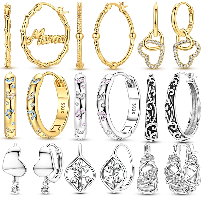 Hot Sale 925 Sterling Silver Hoop Earrings Colorful Butterfly Series Fit Teens Ladies Female Hanging Ear Buckles Jewelry Gifts