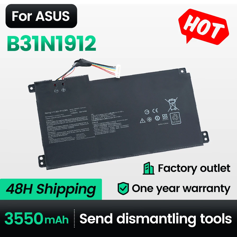

Keyuan B31N1912 42Wh Laptop Battery E410KA/E510MA for Asus VivoBook 14 E410MA/L410MA/Certified Safe BV162T EK017TS,EK026TS