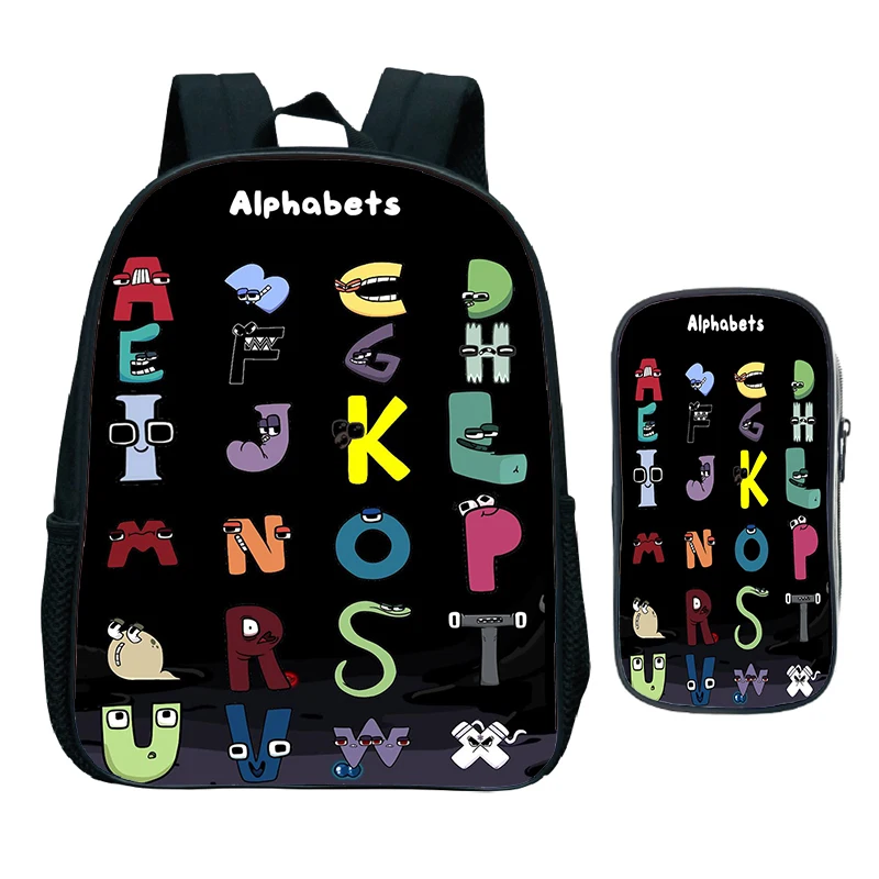 Lightweight Alphabet Lore Print Cartoon School Bag for Boys Girls High Quality Kindergarten Bag for Preschool Kids Mini Bookbag