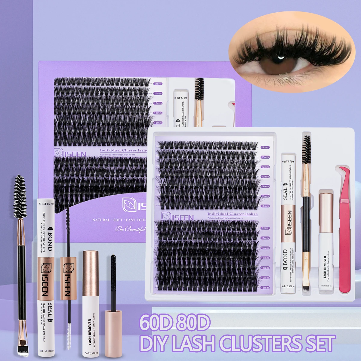 Eyelash Clusters Kit Large Capacity Wispy Lashes