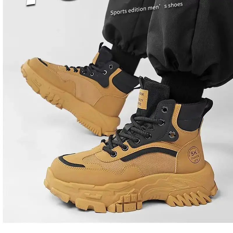 Men's High-Top Labor Protection Shoes Anti-Slip Wear-Resistant Spring Autumn Outdoor Climbing Work Sports Trendy Boots