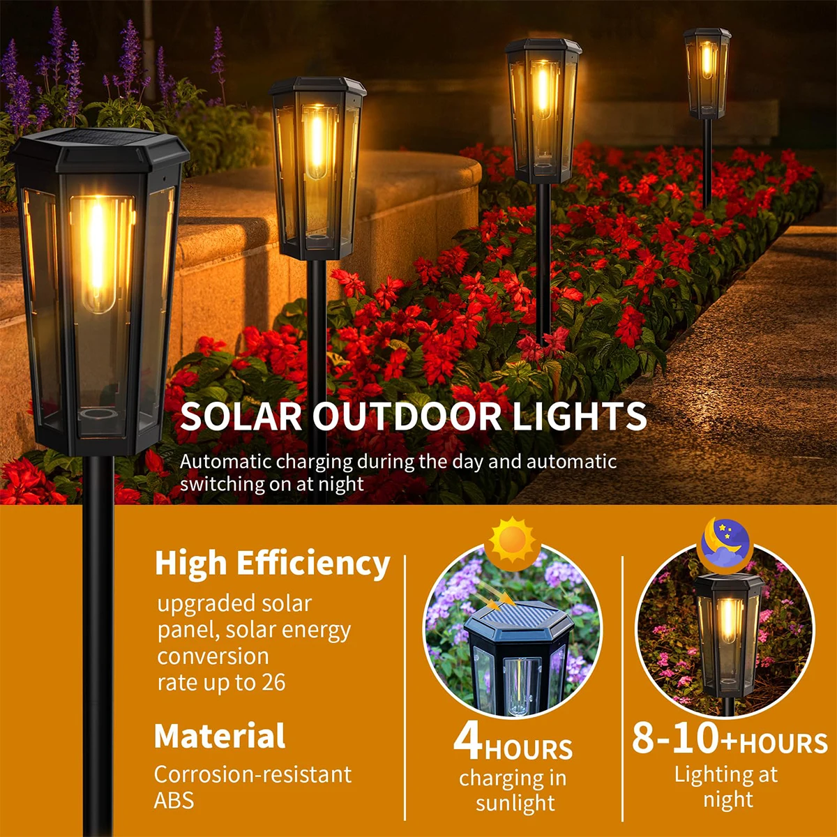 Pop Solar Walkway Led Filament Warm Lamp Powered Outdoor Lights Pathway Light Yard Up Stick Stake Driveway Decorative Lawn Lands