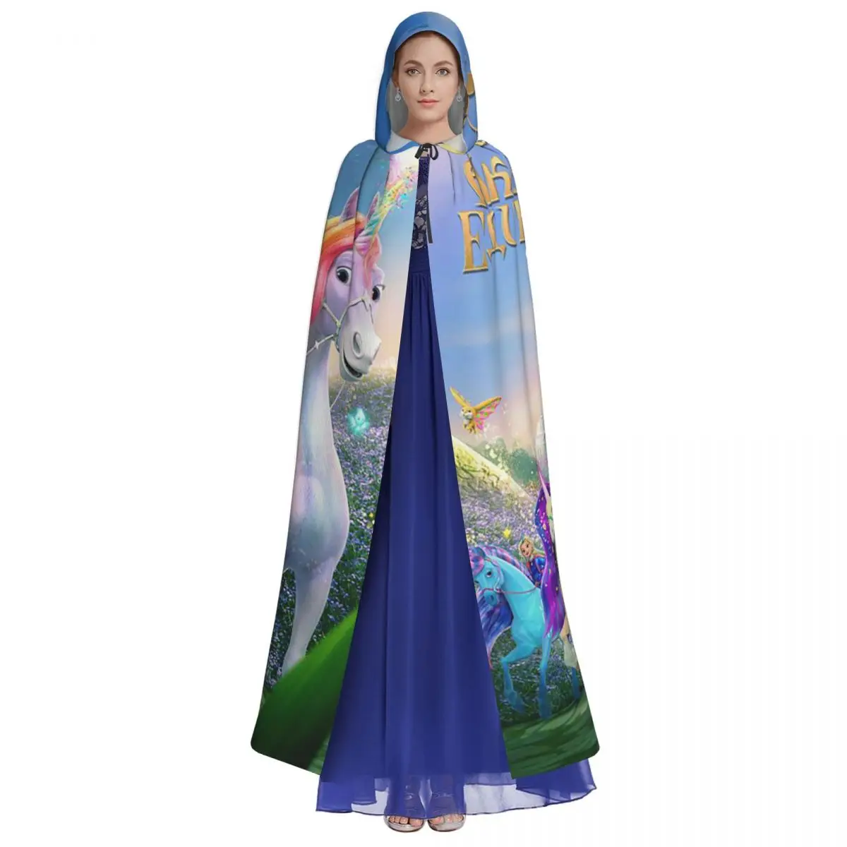 Unicorn Academy Long Hooded Cloak Witch Medieval Costume Cosplay Cape HalloweenVampire Adult Unisex view 3