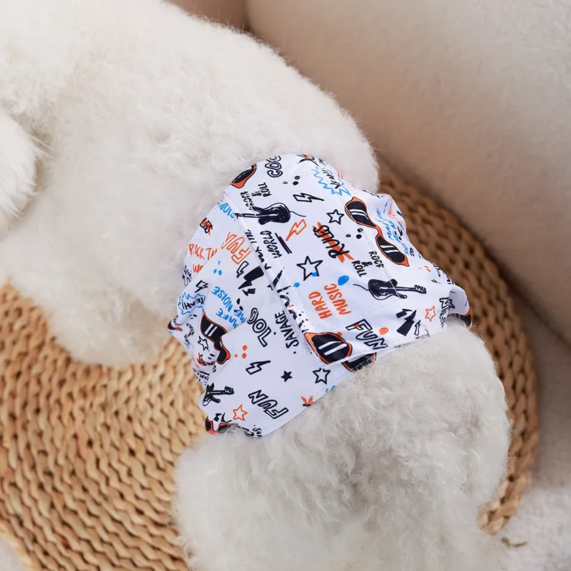 Washable Male Dog Pants Cartoon Pattern Absorbent Reusable Diaper for Small Medium Large Dogs Physiological Pants Pet Supplies