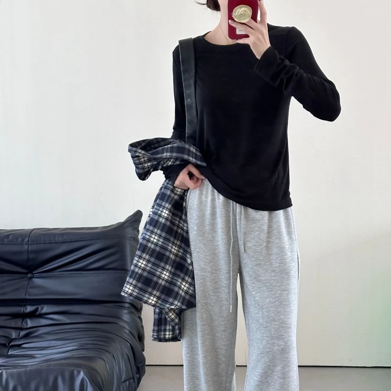 2026 Spring Summer Tencel Wool Midline Base Sweater Lanjing Tencel Long Sleeve T Shirt Inner Top for Women view 3