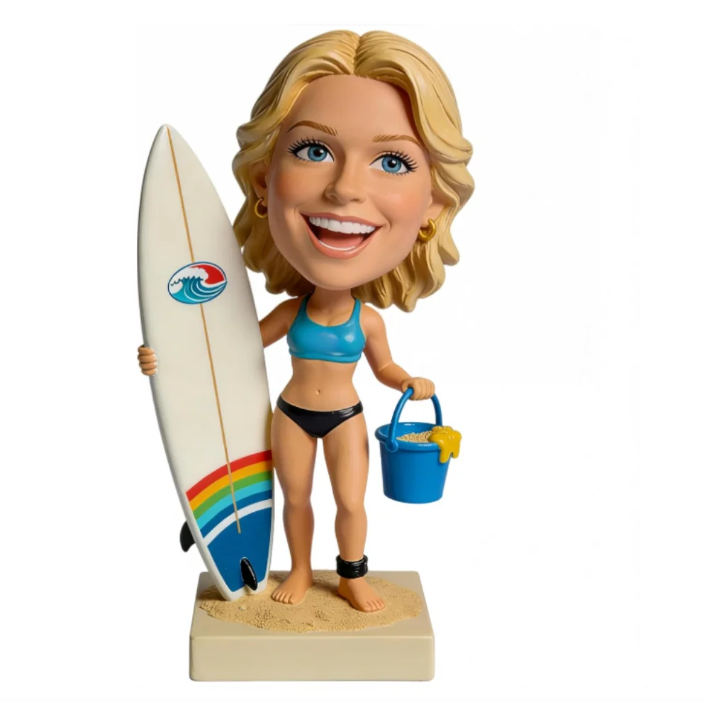 

Персонализированная фигурка-бобблхед «Серфер» с фото, ручная работа, подарок для любителя пляжа на день рождения/День святого Валентина