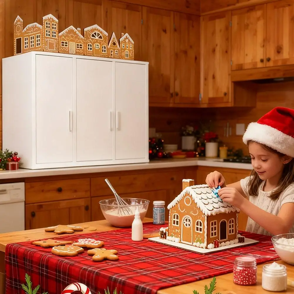 2Pcs Gingerbread House Cardboard Merry Christmas DIY Decoration For Home 2025 New Year Gift Cookie Packaging Box Xmas Ornament