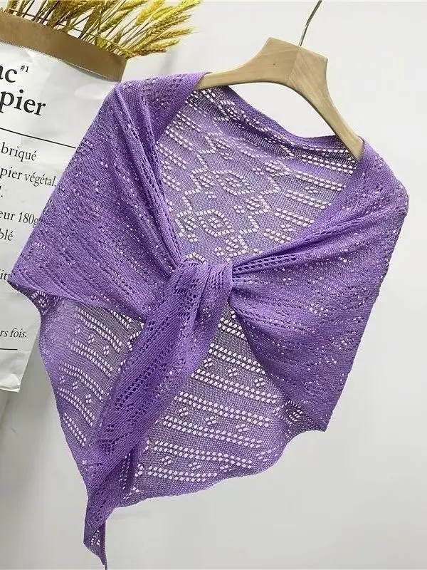 Women's Knitted Hollow out Scarf Fake Collar Knot Style Spring Summer Autumn Shoulder Wrap Fashionable Versatile Korean Version