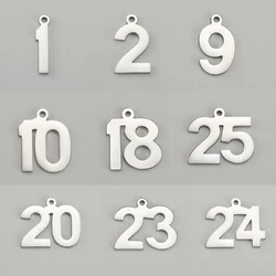 My Shape 1-25 Numbers Charms Stainless Steel Lucky Number Pendant for Necklace Bracelet Jewelry DIY Accessories Wholesale 10pcs