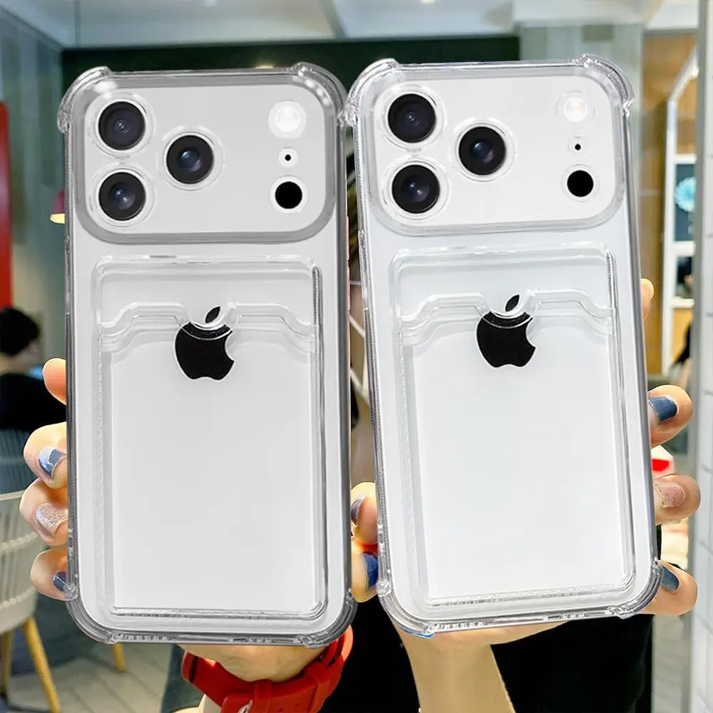 

Простой прозрачный чехол для телефона iPhone 17 Pro Max 16 Plus 17 Air 15 14 13 12 11, чехол-кошелек с держателем для карт, противоударный ТПУ