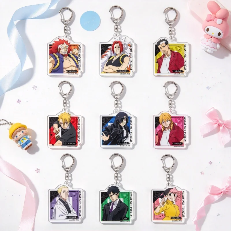Daemons of the Shadow Realm Anime 6CM New Style Acrylic Keychain Bag Pendant Yuru/Asa/Left/Dera Cosplay Cell Phone Pendant Gift