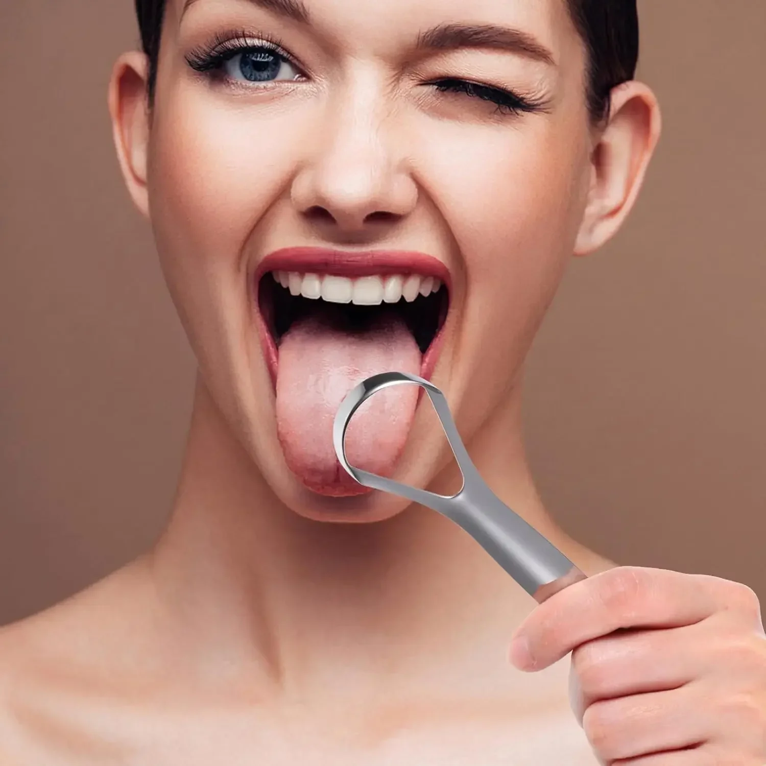 Stainless Steel Tongue Scraper Cleaner Fresh Breath Cleaning Coated Tongue Toothbrush Oral Hygiene Care Tools,2Colors