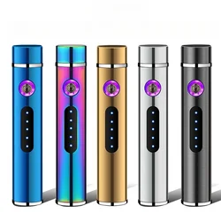 Cylindrical Touch Sensing USB Charging Arc Lighter Outdoor Windproof Portable Pulse Flameless Electric Lighter for Men's Gift