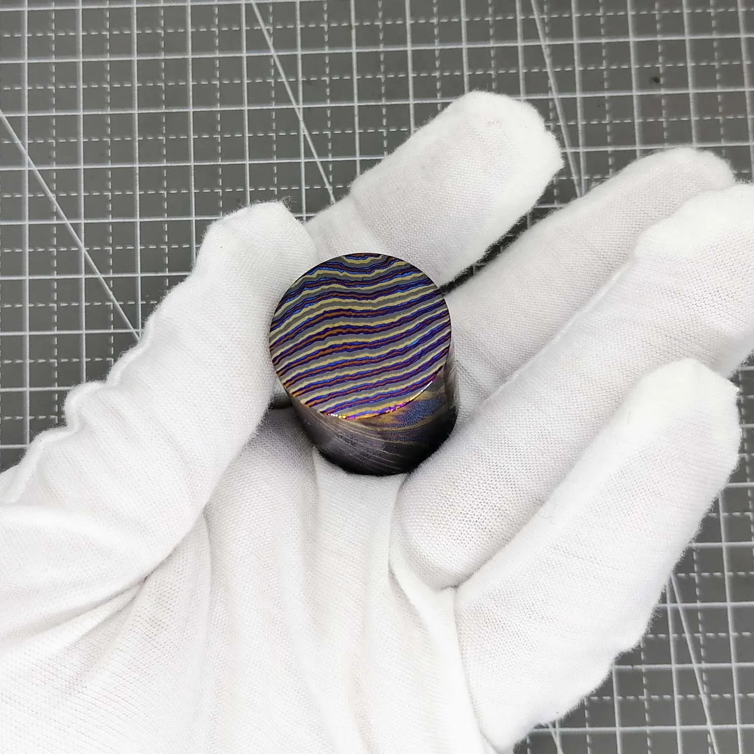Handmade Titanium Damascus Timascus Rod Round Bar 25MM*25MM Diameter 25mm Height 25mm