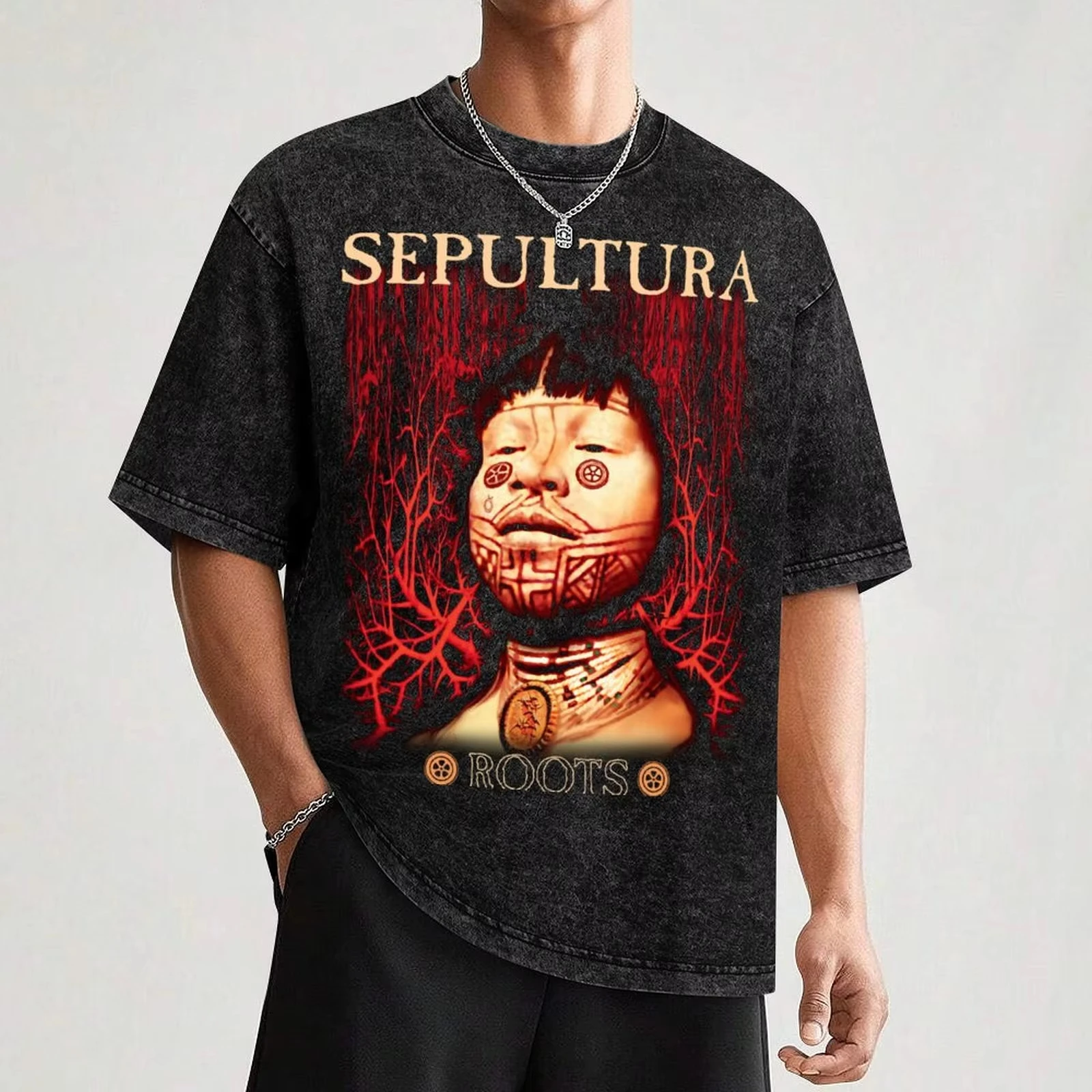 Camiseta Roots By Sepultura - Clássica Old School Brazilian Deathhrash Metal com estampa animal para meninos e homens