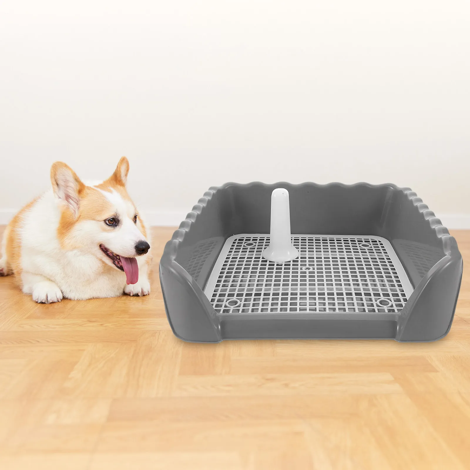 Medium Dog Toilet Indoor Mesh Grid Puppy Potty Training Tray Induction Column Easy Clean Dry Floors Home Balcony