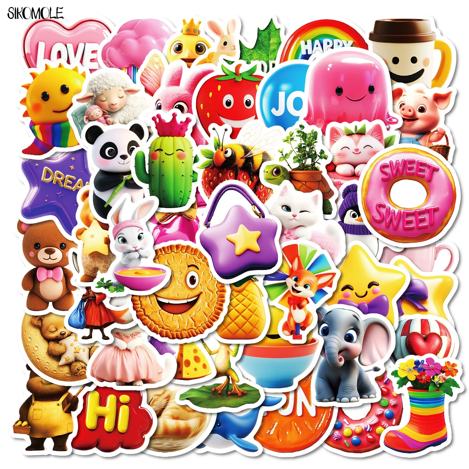 10/30/50PCS Leuke Cartoon Dieren 3D Art Stickers Kawaii INS Esthetische DIY Kid Reisbagage koelkast Decal Graffiti Sticker Pack
