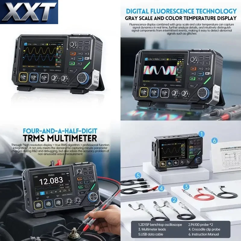 XXT 2026 Hot Sell 3-in-1 Digital Multimeter Oscilloscope Signal Generator 2Channel 100MHz Auto Range Test Equipment