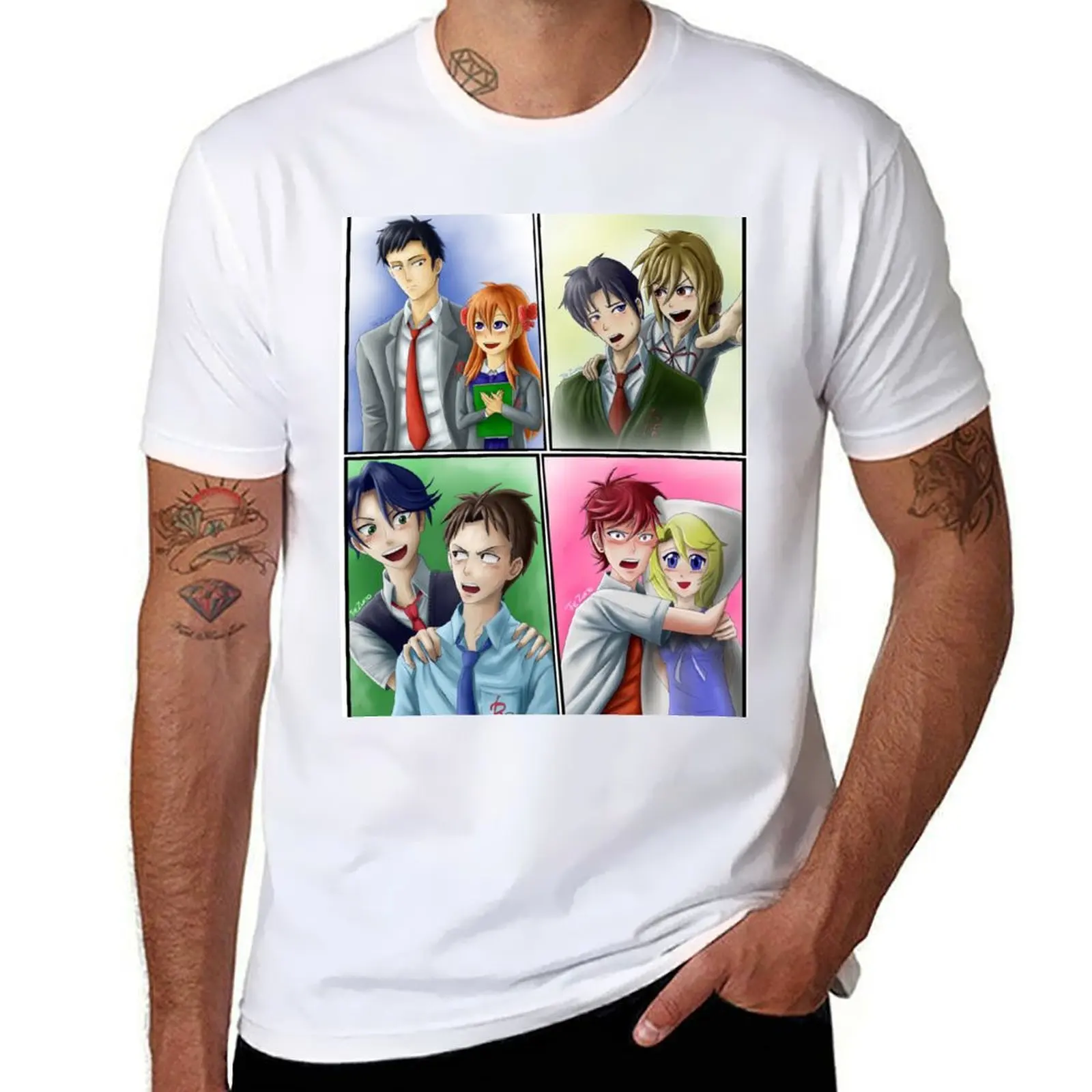Gekkan Nozaki-kun Panels Shoujo Manga Couples T-Shirt Vintage Style Printed Top
