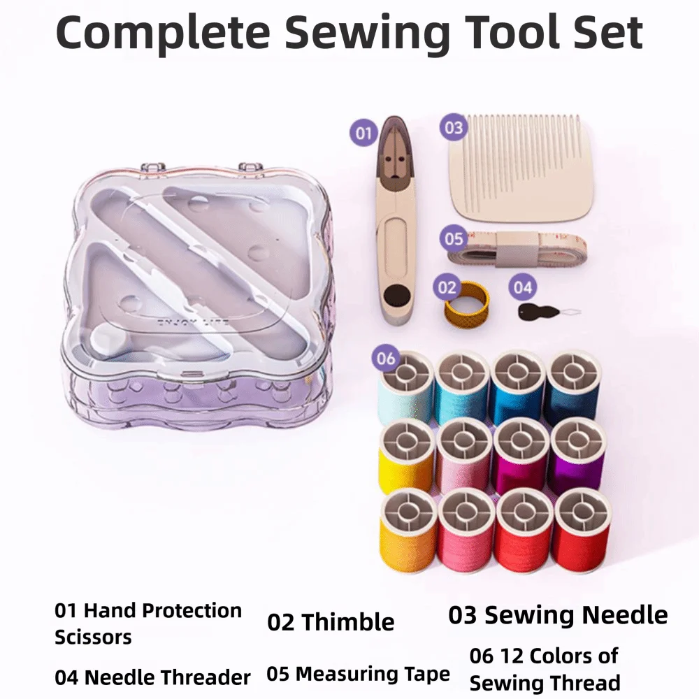 High Quality Mini Sewing Box Kit DIY Apparel Crafts Portable Sewing Needle Threads Box Set Accessories Sewing Tools Home Travel