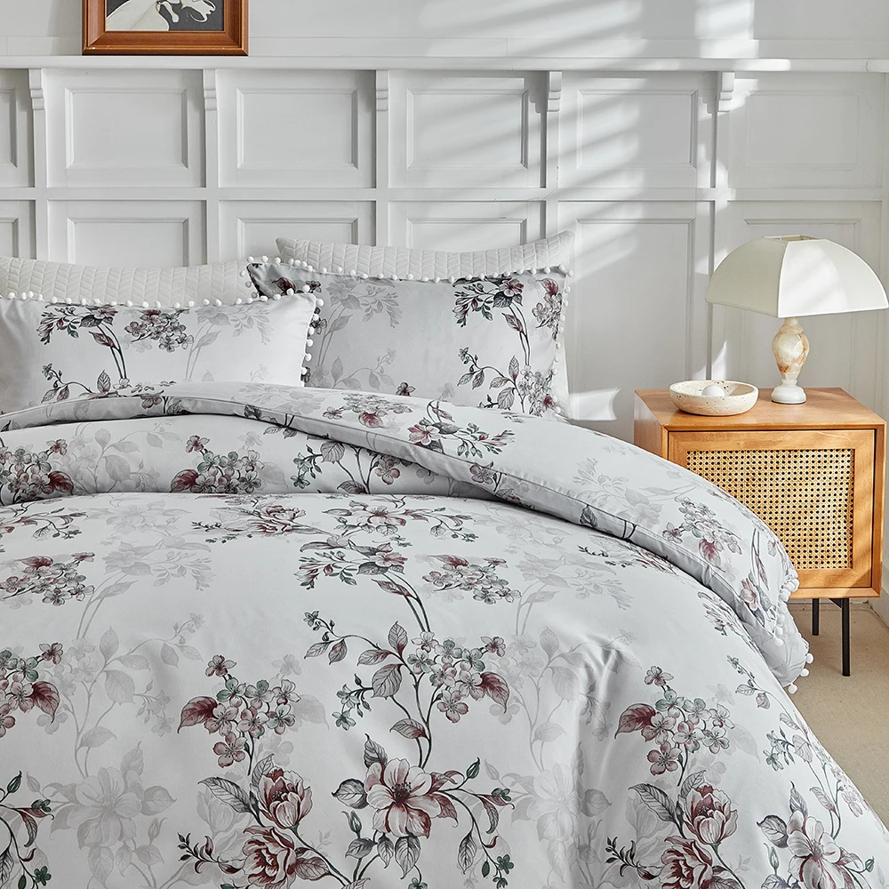 Duvet Cover Bedding Set Twin Full Queen King Size 135x200 Nordic Quilt Cover 240x220 Double Single Floral Ball Tassel Bed Linen