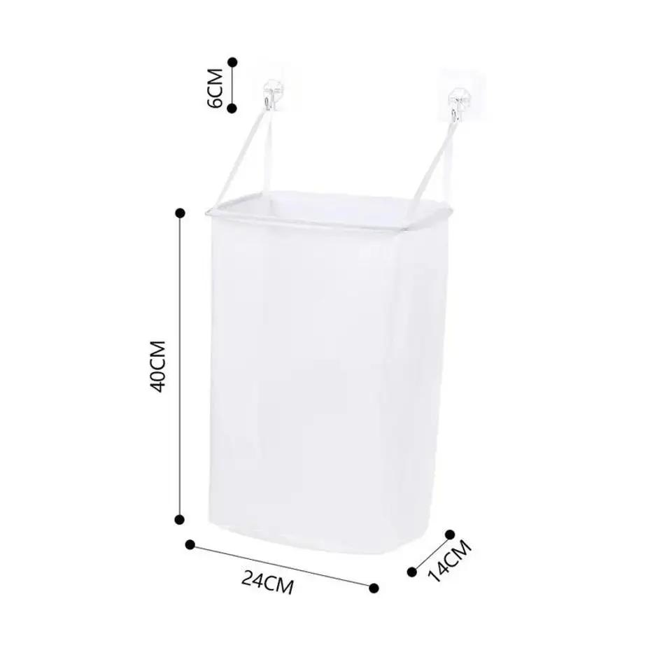 1 Pcs Home Foldable Multifunctional Wall Hanging Laundry Basket Washing Clothes Organizer Mesh Storage Punch Free Adhesive Hook