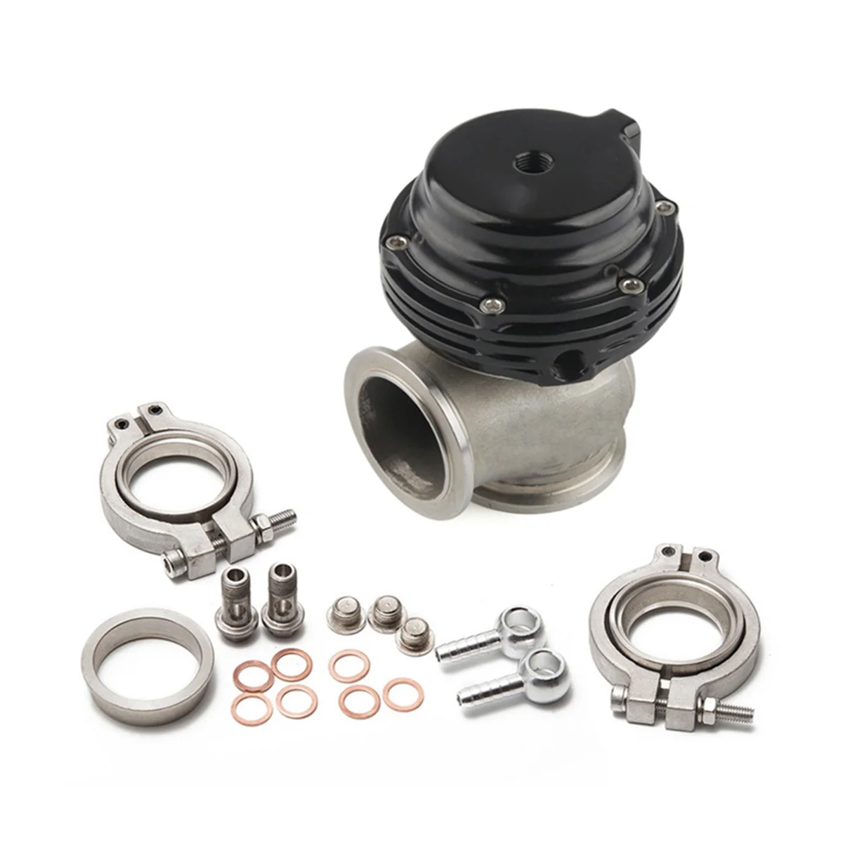 Universal Car Modification 38mm Turbocharged Exhaust Pressure Relief Valve External Wastegate V-Band Flanged Silver