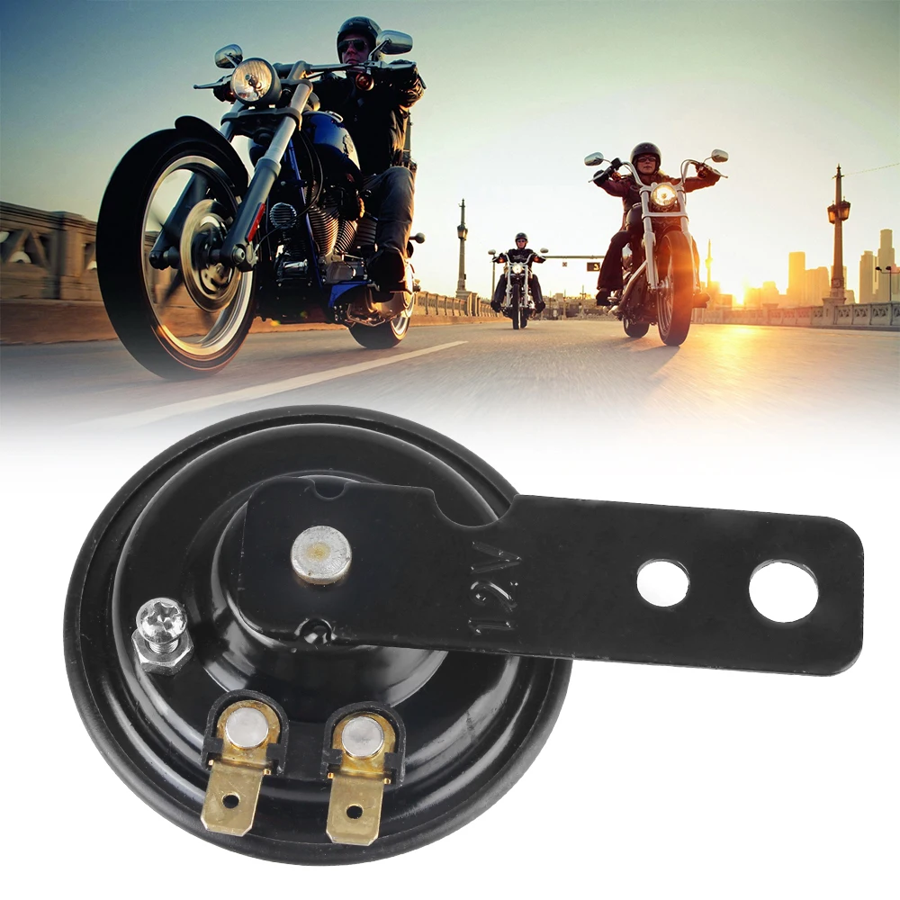 

12 В звуковой сигнал 1,5 А 105 дБ для скутера, мопеда, велосипеда, квадроцикла, водонепроницаемые круглые громкие звуковые колонки, комплект электрического звукового сигнала для мотоцикла