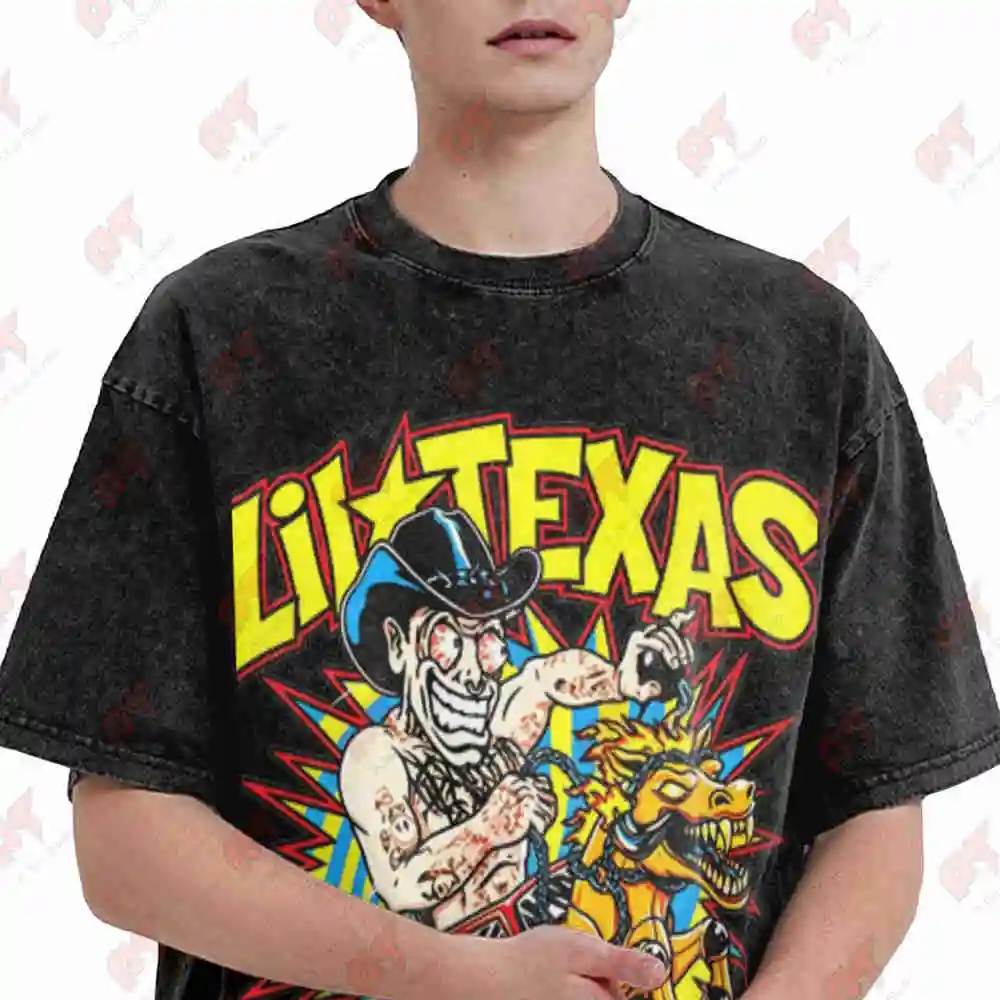 Lil Texas Hardcore Rave DJ Gabber Hardstyle Festival EDM Vintage Washed Tee Pure Cotton T-Shirt