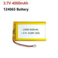 124065 3.7V 4000mAh Polymer Lithium Battery PH 2.0mm 2pin Plug for Smart Lock Tablet Camera Driving Recorder Radio Walkie-talkie