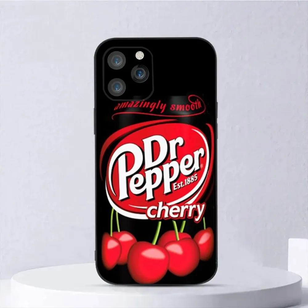 Cherry D-Dr-P-Pepper Drink Phone Case For iPhone 15,14,13,12,11,Plus,Pro Max,XS,X,XR,SE,Mini,8,7 Soft Silicone Black Cover