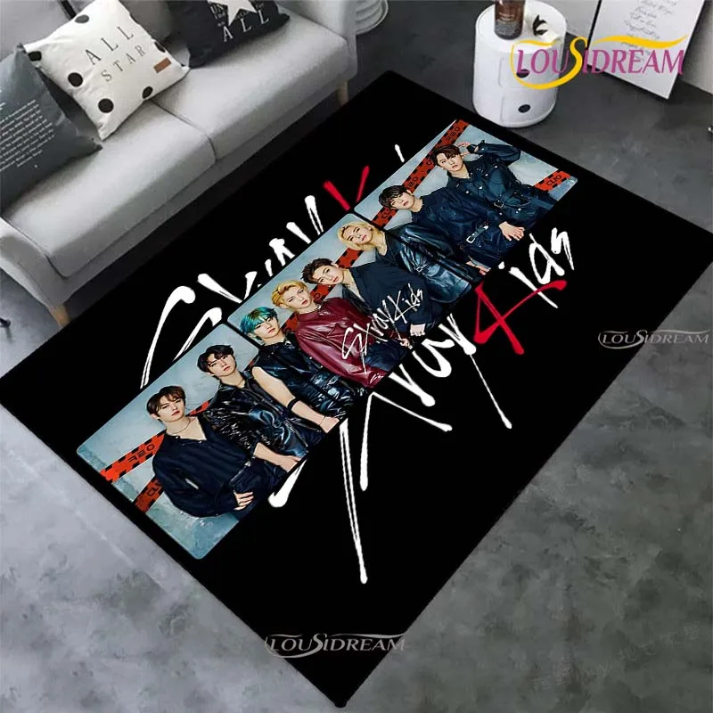 Korea Kpop S-Stray Kids UnSlip Area Rug for Living Room,Bedroom,Playroom,Kitchen,Door,Prayer Floor Mat Decor Carpet Gift Alfombr