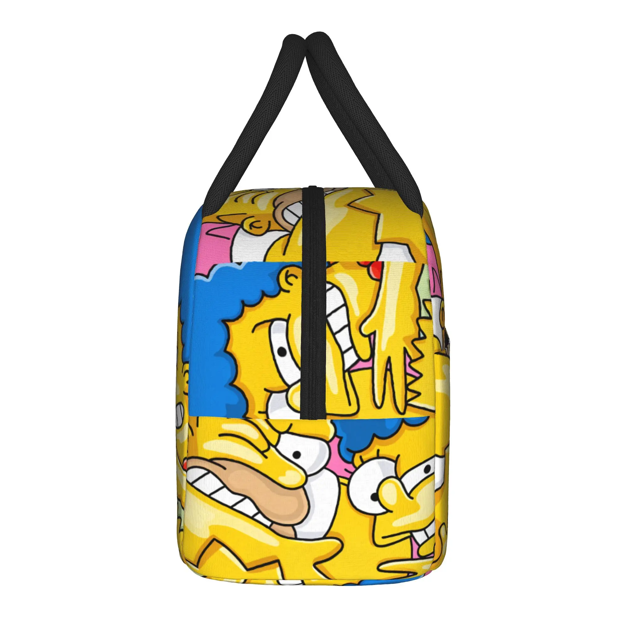 Fun S-Simpsons Family Portrait Lunch Bag For Unisex Lunch Box Kawaii Travel Cooler Bag Portable Zipper Oxford Tote Food Bags