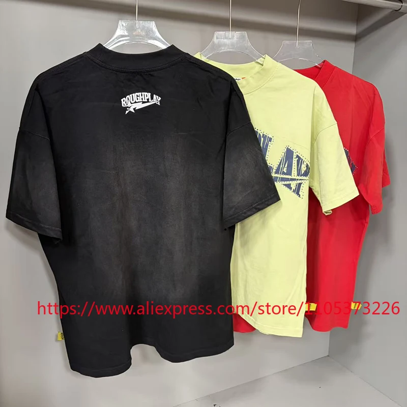 2026 New Rough Play Hot Diamond Letter Logo T-shirt American Retro Loose Men's T-shirt Top
