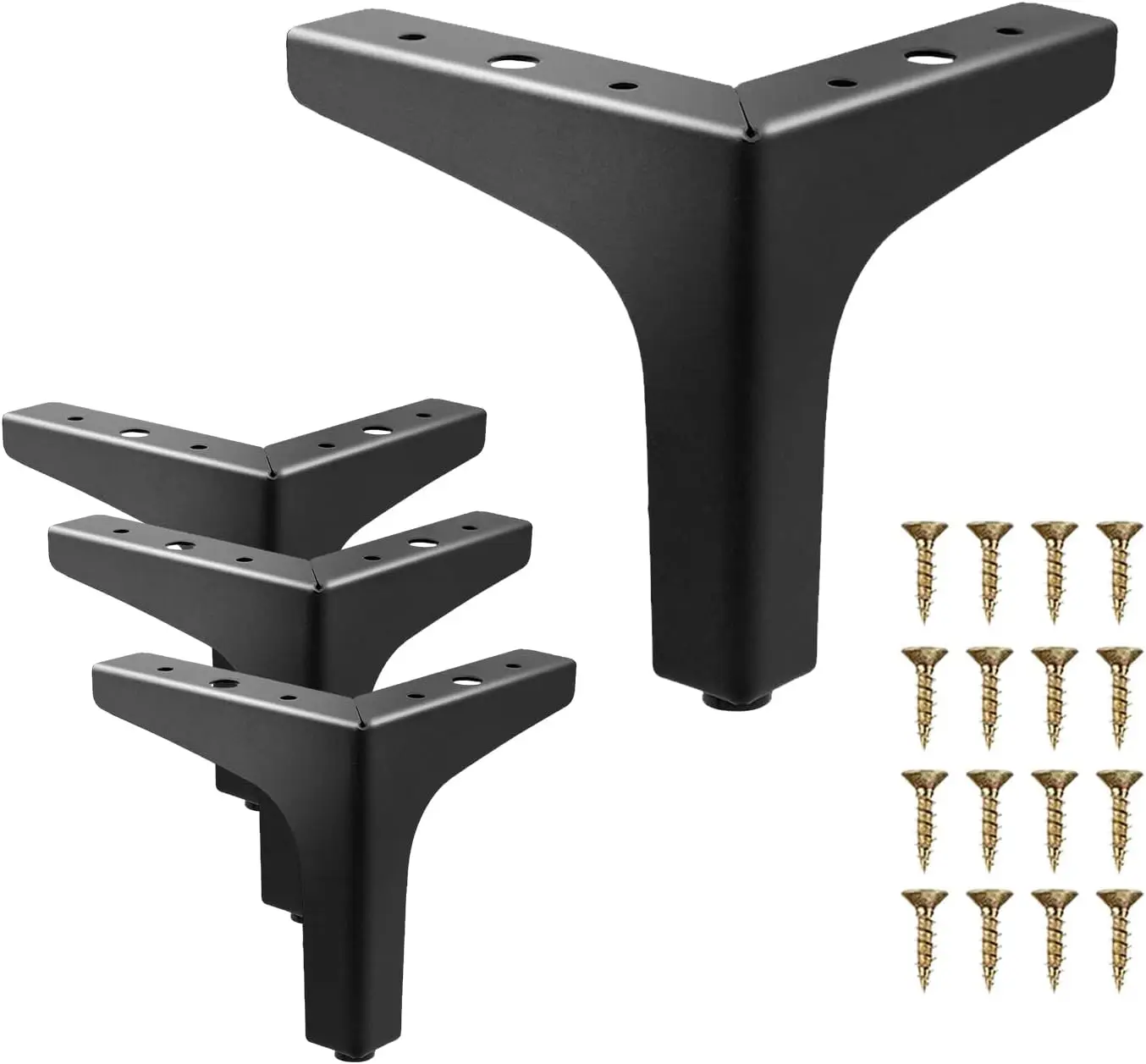 

6 Inch Metal Furniture Legs Set of 4 - Black Replacement Sofa Cabinet Couch Legs, Anti-Slip Pads