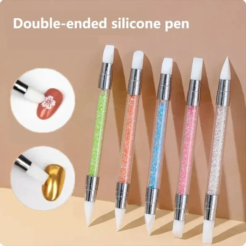 New In Nail Art Pen Double Head Silicone Flower Sculpting Pen Adjustable Glue Stick Embossing Pen Nail Art Brush Every Home Tool