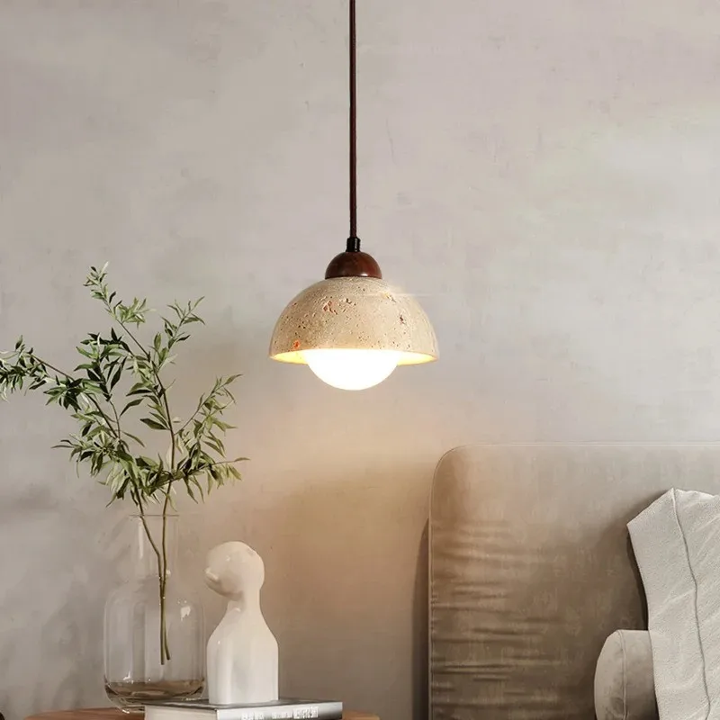 

Scandi terrazzo pendant light LED Natural Travertine small hanging lamp Designer Retro Home Restaurant Bar single head lamp